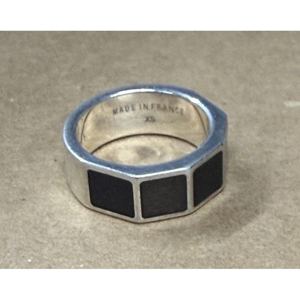 Louis Vuitton Damier Ring Sterling Silver 925 Black Enamel Size 7 XS LV
